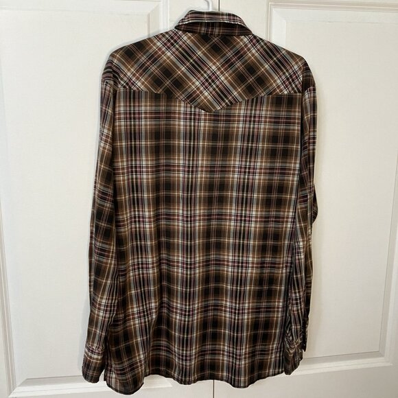 Y2K Wrangler Shirt Mens Plaid Pearl Snap Western Cowboy Winchester Grunge - Picture 3 of 6